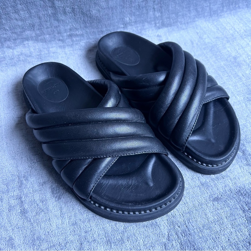 The Bali Tailor Oska Sandals Sz 39 US 8 Black Slides Casual Soft Beach Summer - Picture 15 of 15